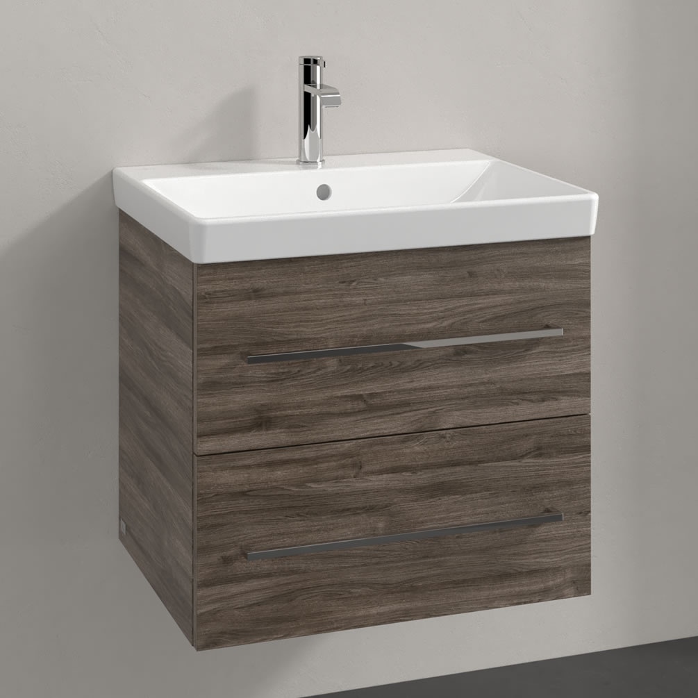 Lifestyle image of Villeroy & Boch Avento Stone Oak 600mm Wall-Hung Basin Vanity Unit